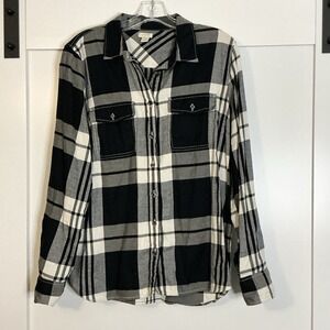 J. Crew Plaid Popover Button-down Shirt Womens Large Style C8588 Casual Preppy